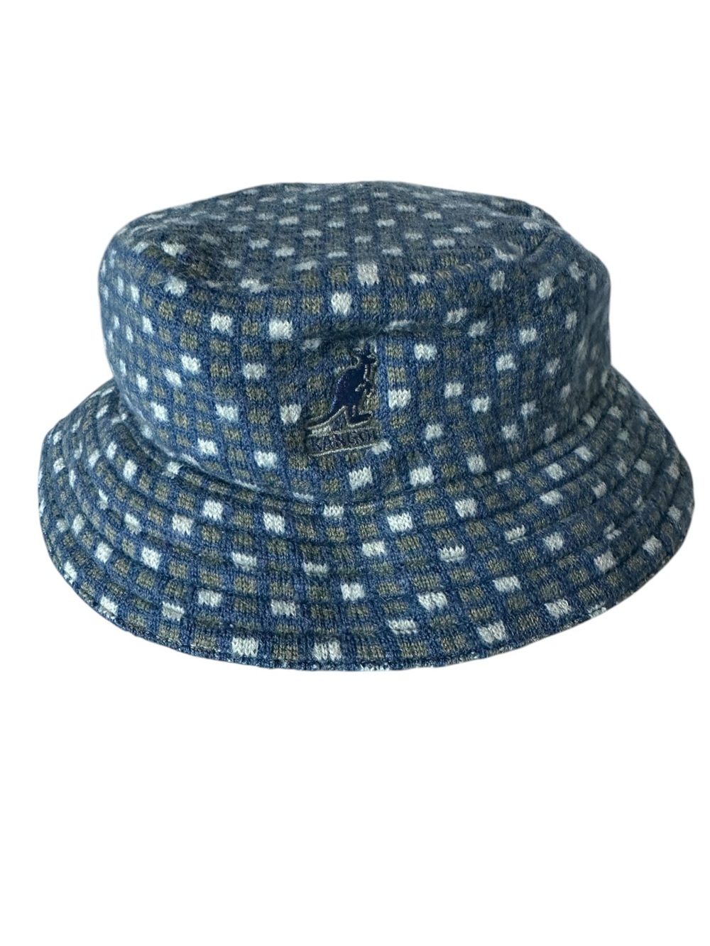 Kangol Wool Squares Lahinch Bucket Hat Blue Plaid Unisex Large